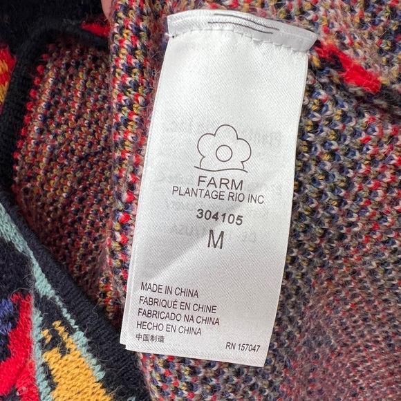 Farm Rio Floral Botanical Sweater Long Sleeve Knit Dress - Picture 9 of 10